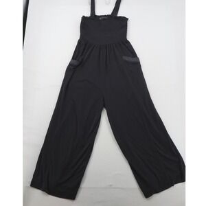 Saturday Sunday by Anthropologie charcoal Black Smocked Wide Leg Jumpsuit Small